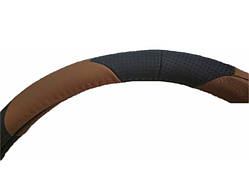 Оплет керма шкіра "S" (36см) чорний/бежевий InDrive IDL-27221-S перфорація/беж.вставки