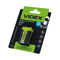 Батарейка "Крона" лужна 6F22/9V "VIDEX +40% Life" 6LR61блістер 1 шт.