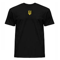 Летняя футболка с гербом Украины 95% хлопка Чёрная