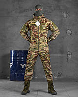 Тактический костюм Soft Shell мультикам на тонком флис, мужской военный весенний костюм влагозащитный на флисе
