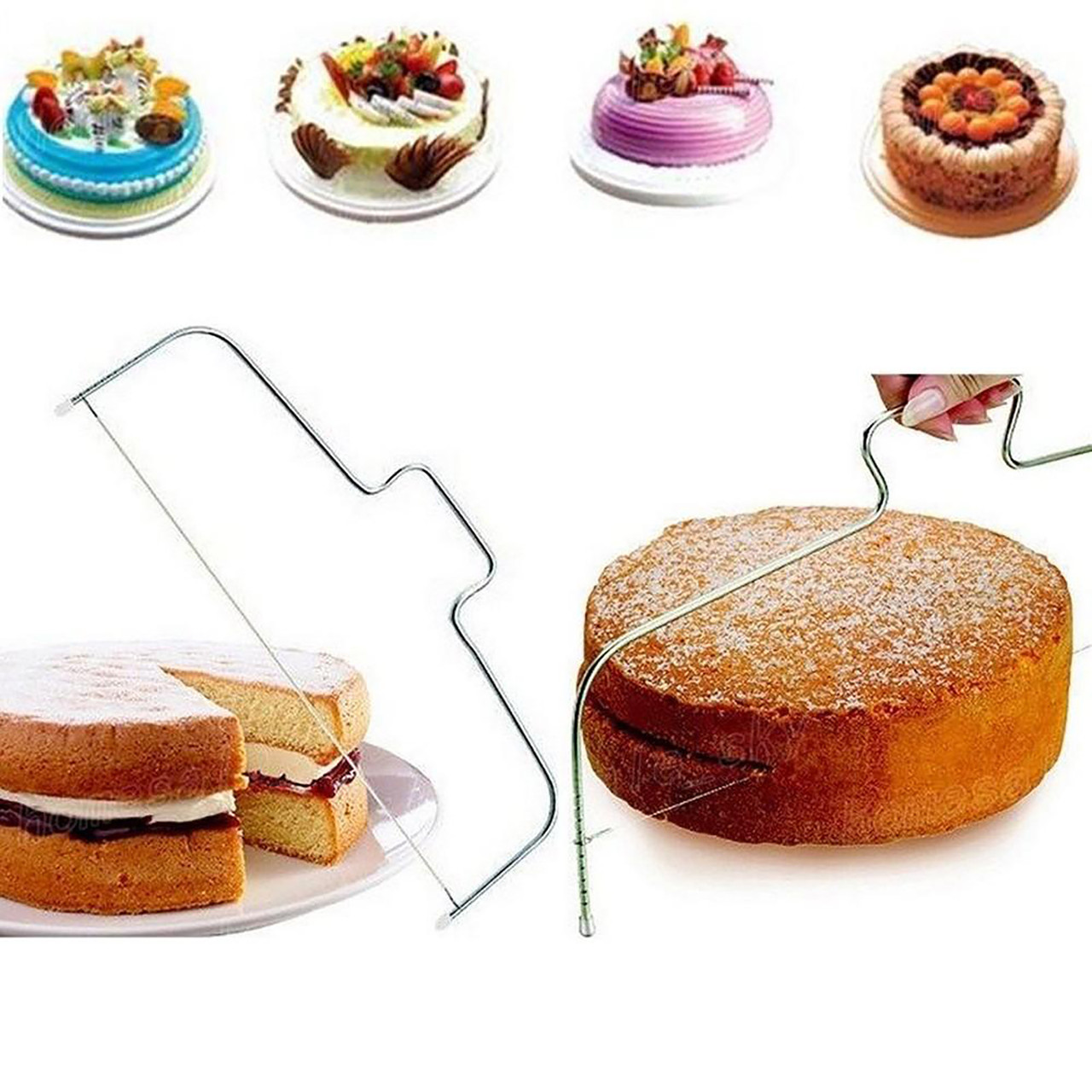 Ніж струна леза для нарізки тортів бісквіту з нержавіючої сталі 33х16 см, фото 1