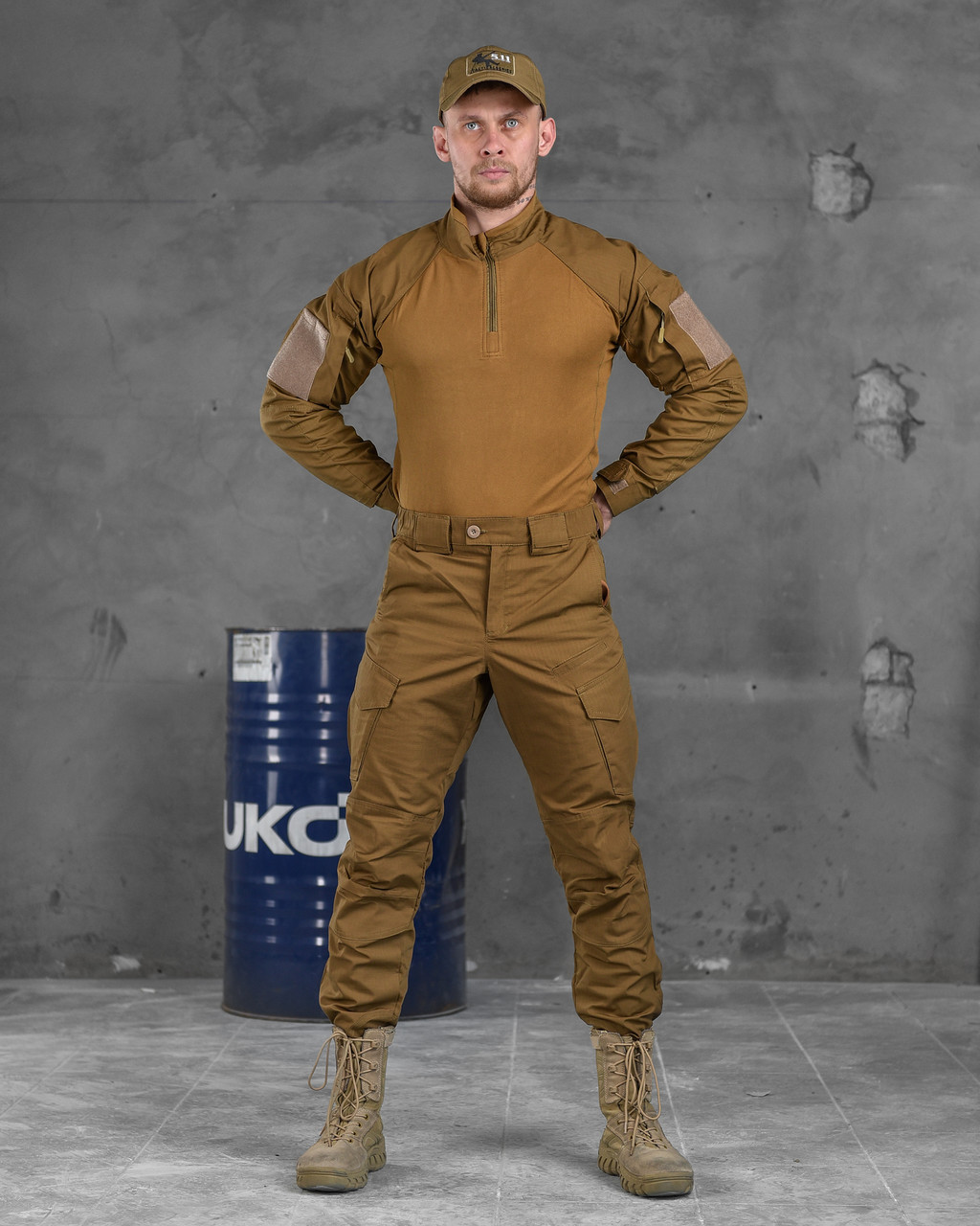 Тактичний костюм койот сорочка штани + бейсболка, чоловіча військова форма рипстоп койот армейська весна-літо