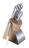 Набор кухонных ножей на деревянной подставке 6пр Bergner BG-4205-MM h