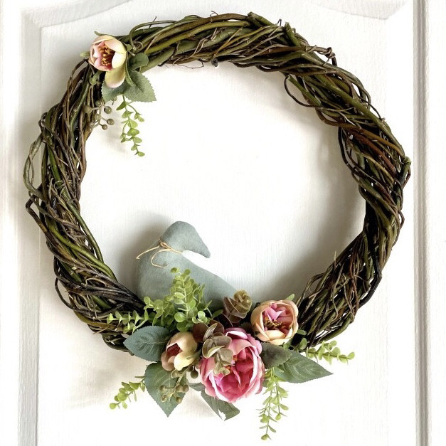 Інтер'єрний вінок Троянди з пташкою, фото 1