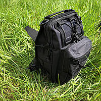 Армейская сумка через плечо / Нагрудная сумка мужская тактическая черная / ZD-338 Боевой рюкзак
