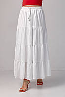 Длинная юбка с воланами - молочный цвет, S (есть размеры)