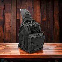 Черная сумка тактическая нагрудная | Рюкзак мужской военный тактический | Сумка TM-494 тактическая наплечная