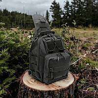 Черная сумка тактическая нагрудная | Рюкзак мужской военный тактический | Сумка TA-776 тактическая наплечная