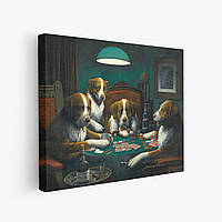 Картина на холсте "Кассиус Кулидж, Собаки играют в покер, Cassius Coolidge, Dogs Playing Poker", 50×60см