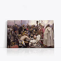 Картина на холсте "Илья Репин, Запорожцы пишут письмо , Ilya Repin, Zaporozhian Cossacks", 60×101см