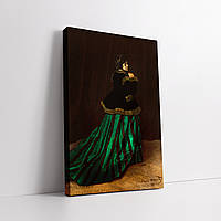 Картина на холсте "Клод Моне, Женщина в зелёном, Claude Monet, The Woman in the Green Dress", 60×40см