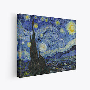 Картина на полотні "Ван Гог, Зоряна ніч, Vincent van Gogh, The Starry Night", 48×60см