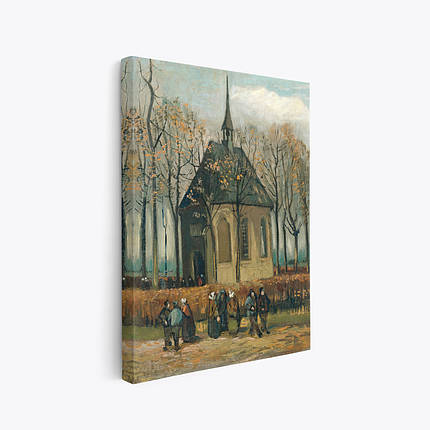 Картина на полотні "Ван Гог, Вихід із протестантської церкви, Vincent van Gogh, Church at Nuenen", 60×47см, фото 1