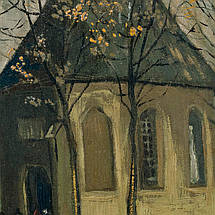 Картина на полотні "Ван Гог, Вихід із протестантської церкви, Vincent van Gogh, Church at Nuenen", 60×47см, фото 3