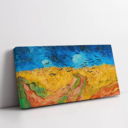 Картина на полотні "Вінсент ван Гог, Пшеничне поле з круками, Vincent van Gogh, Wheatfield", 60×125см, фото 1