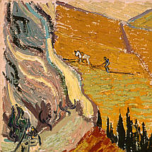 Картина на полотні "Вінсент ван Гог, Пейзаж з домом і пахарем, Vincent van Gogh", 45×60см, фото 3