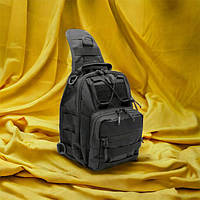 Черная мужская сумка тактическая нагрудная | Сумка тактическая наплечная | Рюкзак для выживания | QK-886