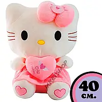Мягкая плюшевая игрушка Хеллоу Китти фигурка Hello Kitty кукла в розовом платье с сердцем Masyasha Цвет
