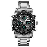 Часы наручные мужские SKMEI 1389SIBK SILVER-BLACK, модные мужские часы. Цвет: серебряный HG-782 + черный
