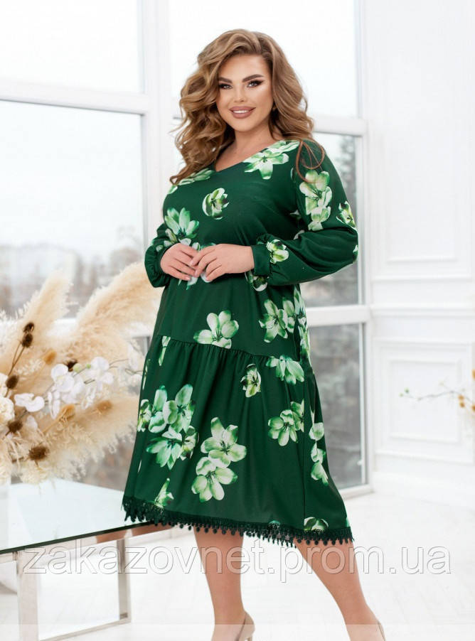 Жіноче плаття батальне Sofia SF-233 Зелений 58-60 ZK, код: 8344428