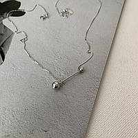 Цепочка на шею Серебряная с подвеской кулоном комплект женский