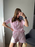 Женская пижама из муслина / Комплект из муслина рубашка шорты