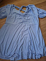 Женское короткое  синее мини платье с перфорацией на подкладке Simply Be батал, размер 66 7XL, 8XL