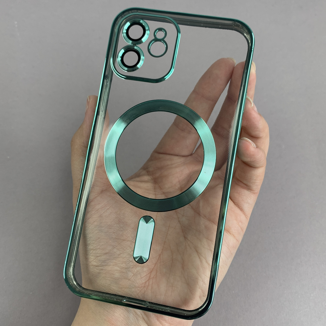 Чохол для Apple iPhone 12 прозорий чохол з магсейф на телефон айфон 12 салатовий h3b