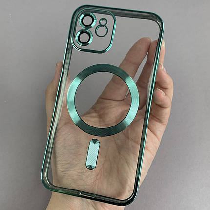 Чохол для Apple iPhone 12 прозорий чохол з магсейф на телефон айфон 12 салатовий h3b, фото 1