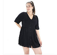 Женское короткое чёрное платье-рубашка, туника Simply Be, размер 54 3XL 4XL