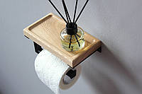 Держатель туалетной бумаги из дерева и металла, декор ванной комнаты 18х10х10 см