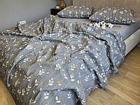 Комплект постельного белья Комфорт Текстиль Вербена сірий GOFRE DUO Сімейний (2206045976)