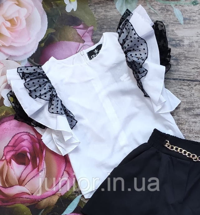 Біла шкільна блуза сорочка для дівчинки "Волені" 158р