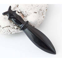 Магический ритуальный нож каменный Черный Обсидиан