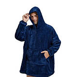 Толстовка плед з капюшоном і рукавами Huggle Hoodie оверсайз. LI-257 Колір: синій, фото 5