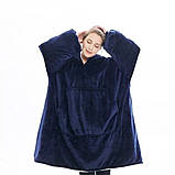 Толстовка плед з капюшоном і рукавами Huggle Hoodie оверсайз. LI-257 Колір: синій, фото 7