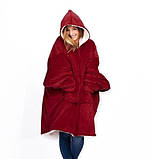 Толстовка плед з капюшоном і рукавами Huggle Hoodie оверсайз. QP-558 Колір: червоний, фото 5