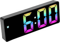 Настільний електронний годинник LED Colorful Clock GH0725 Барвистий дзеркальний цифровий будильник