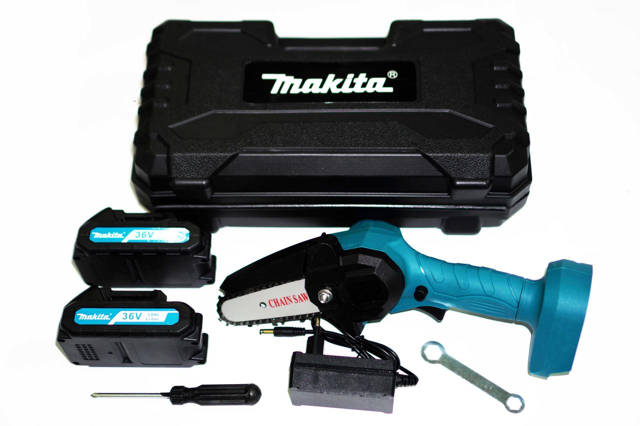 Акумуляторна ланцюгова мініпила-сучкоріз для обрізання дерев Mini Electric Chainsaw у кейсі 2хАКБ (4" дюйма), фото 1
