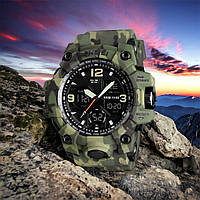 Армійський годинник протиударний SKMEI 1155BCMGN GREEN CAMO, Військовий чоловічий наручний VO-138 годинник зелений