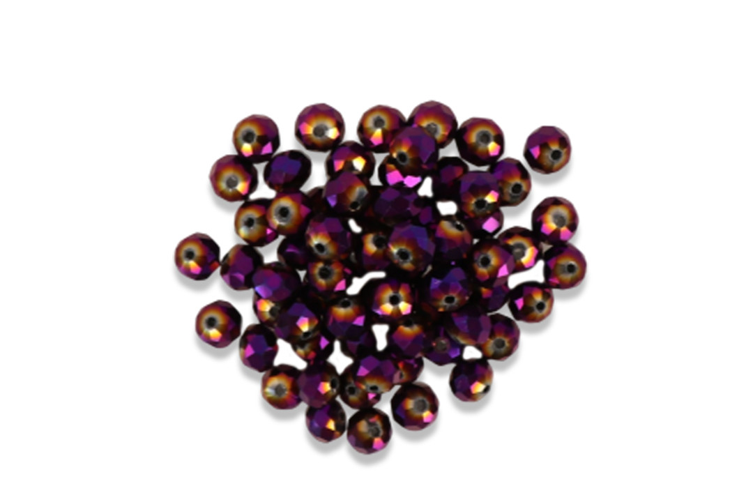 Бусини кришталеві Рондель AB, 8 мм, нитка 60 шт., C199 сливовий, фото 1