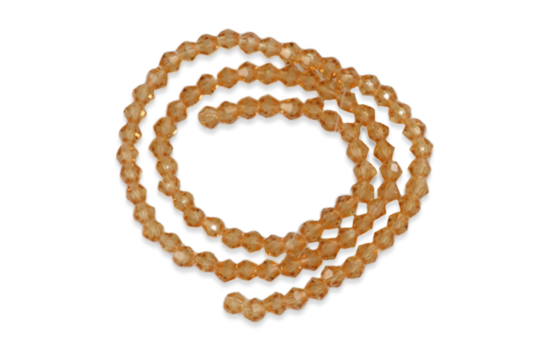 Бусини кришталеві Біконус, 4 мм, нитка 90 шт., золоте шампанське, фото 1