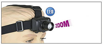Налобний світлодіодний ліхтарик Zoom 3W Martinez Albainox (12186)