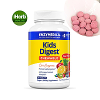 Enzymedica, Kids Digest, жевательные ферменты для детей, со вкусом фруктового пунша, 60 жевательных таблеток