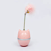 Іграшка для котів Неваляшка з пером, рожева, у кор. 10*7*7см