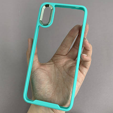Чохол для Xiaomi Redmi 9A прозорий з бортиком для камери чохол на телефон сяомі редмі 9а бірюзовий k6h, фото 1