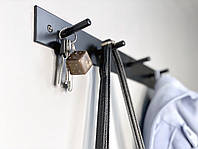 Вешалка шина из металла с крепкими крючками для вашей одежды, сумок, ключей 40х5х5.5 см+4 крючка