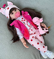 Лялька велика з волоссям 60 см Реборн, малюк, пупс дівчинка реалістична Reborn Baby Doll