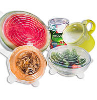 Пищевая силиконовая стрейч-крышка 6 размеров упаковывает вакуумную крышку для чаши и чашек различных размеров