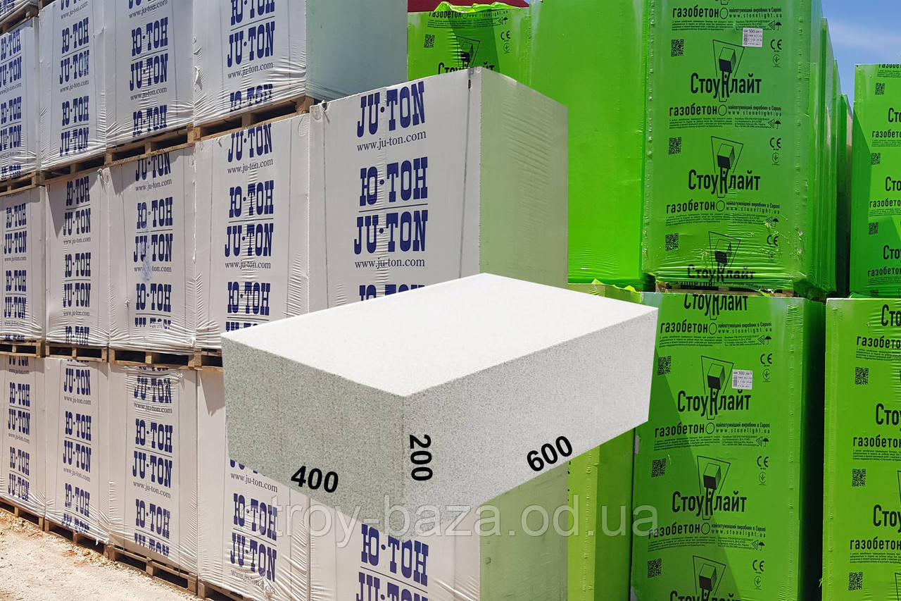 Газобетон в Одесі розміром 600х200x400 (20шт/м³)
